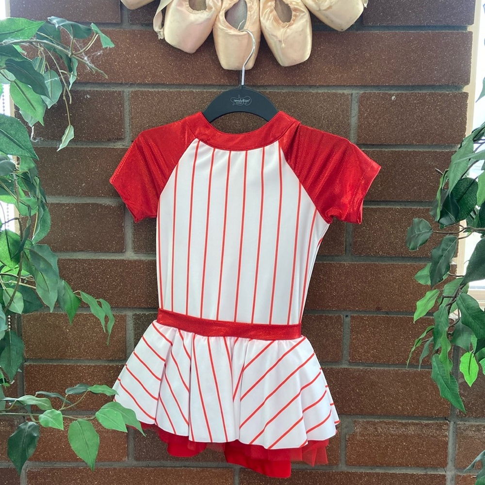 Red and white striped baseball costume